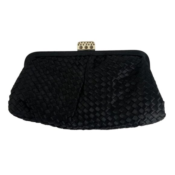 JESSICA McClintock Gunne Sax Vintage Black Clutch‎ Purse Handbag Jewel Closure - Picture 3 of 12